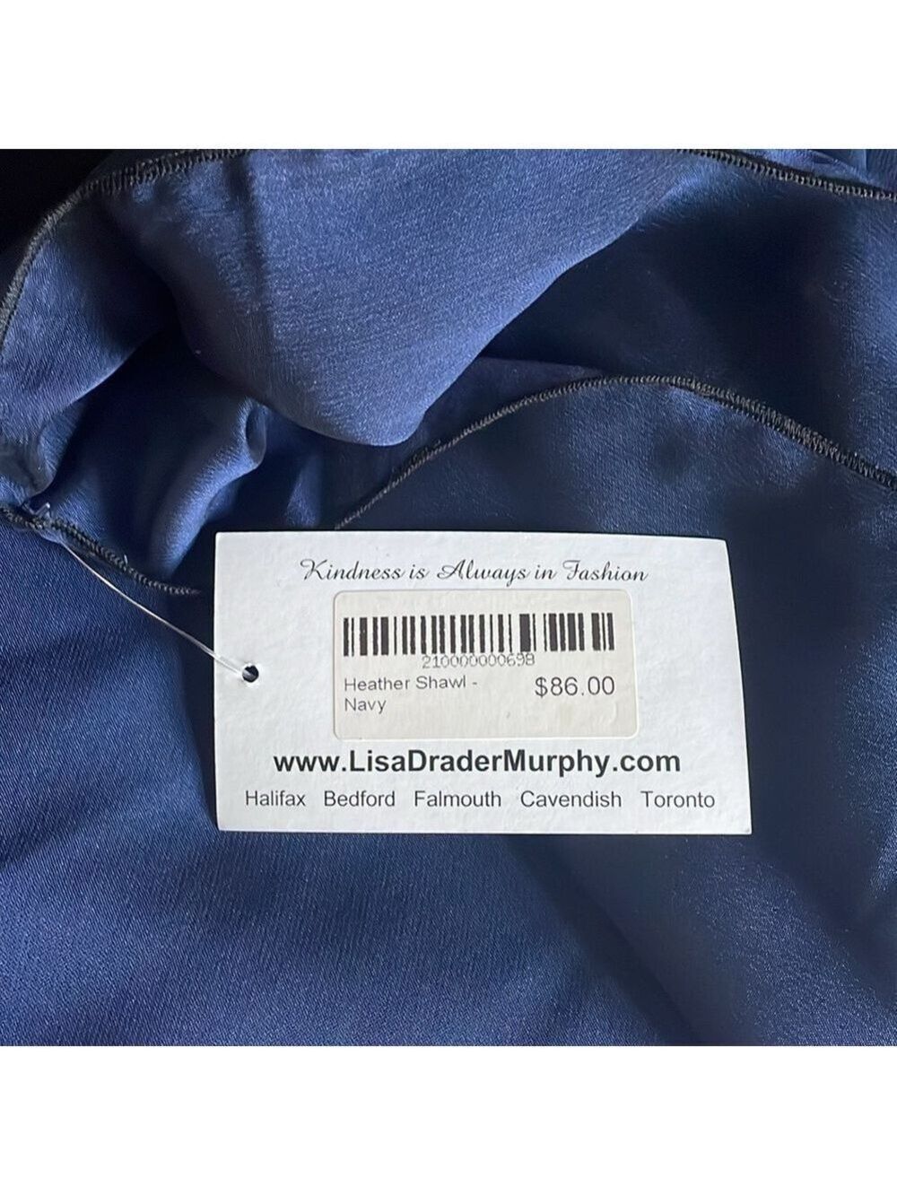 RARE Deep Blue Dress with Transparent Hem w/Stole from Legendary 🇨🇦 Designer! - Picture 13 of 13